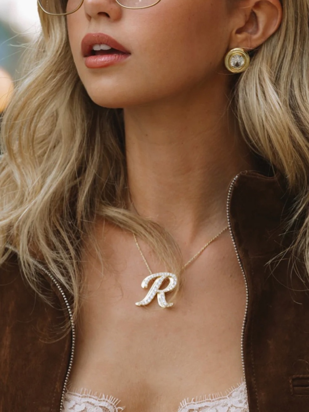 EP Jewels Iced Jumbo Script Letter Necklace in N